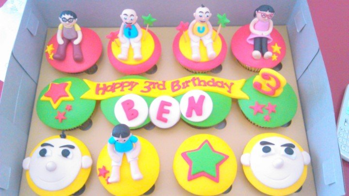 Cupcake Ulang Tahun tema Upin Ipin yang Lucu D