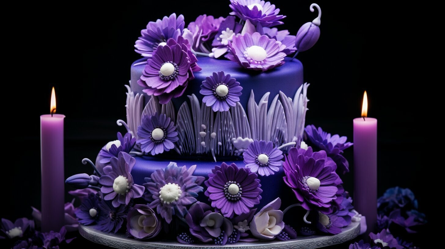 kue ultah warna ungu cantik