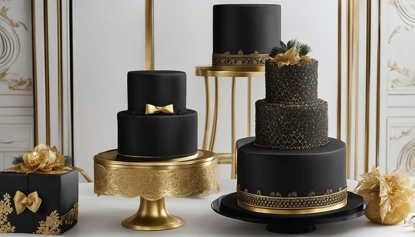 kue ultah warna hitam gold